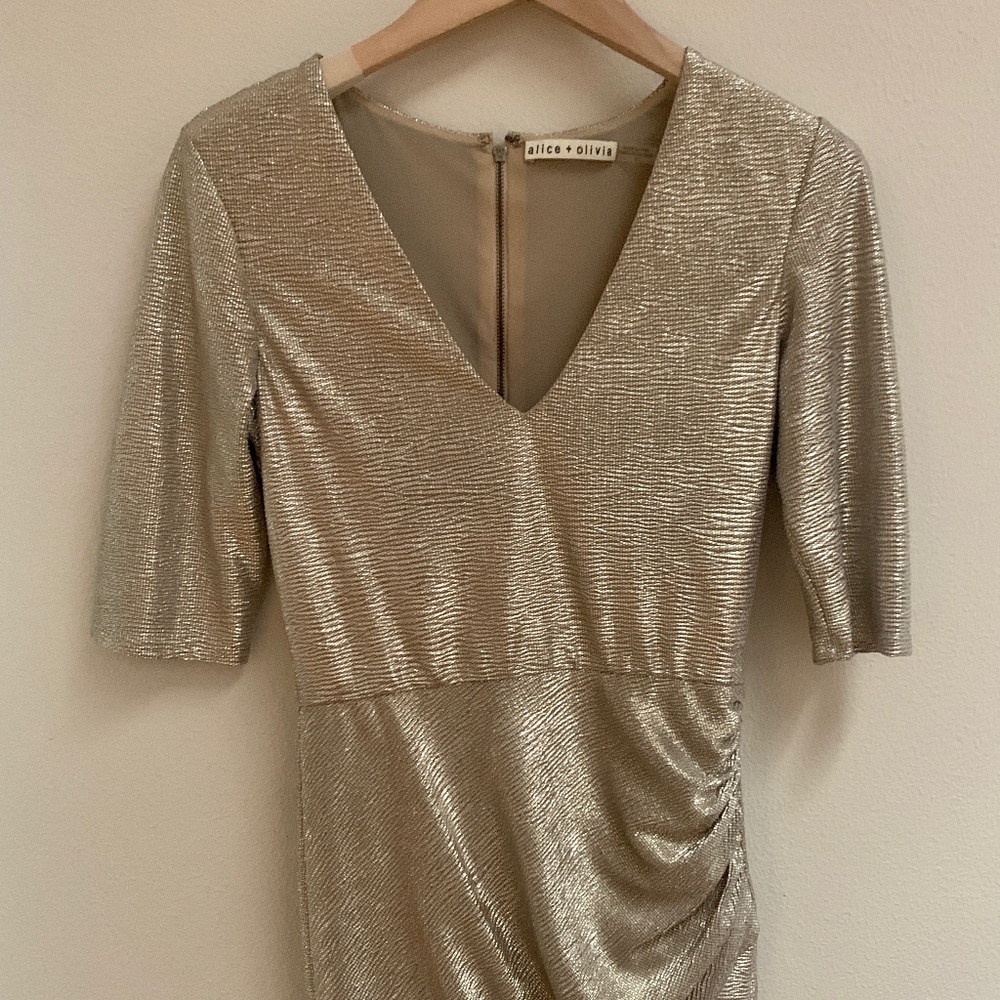 Alice and Olivia Gold Metallic Mini Dress
